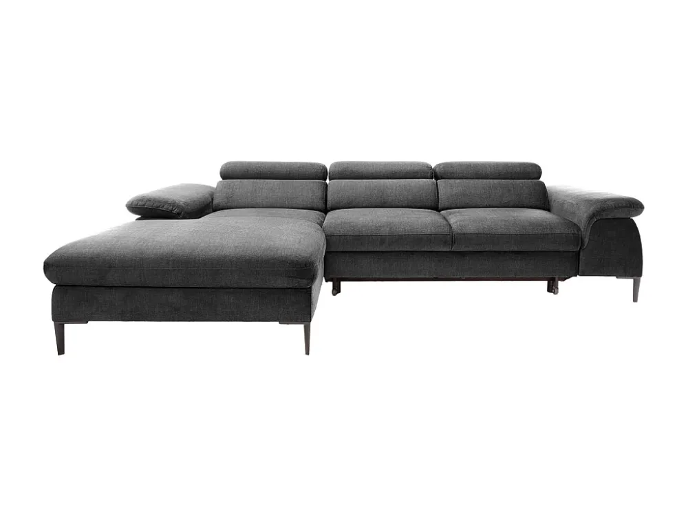 Design-hoekslaapbank met hoek links van antracietgrijs velours SEPINA