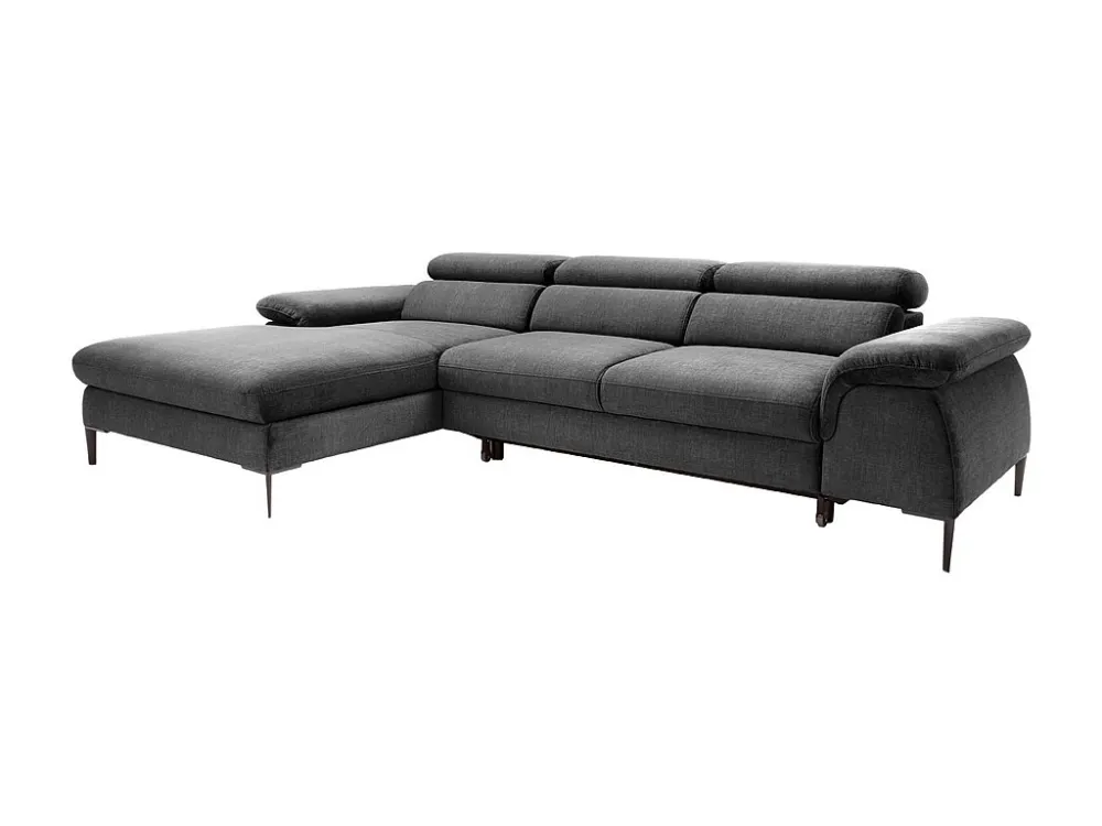 Design-hoekslaapbank met hoek links van antracietgrijs velours SEPINA