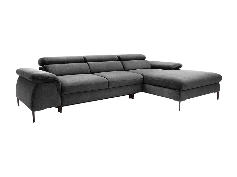 Design-hoekslaapbank met hoek rechts van antracietgrijs velours SEPINA