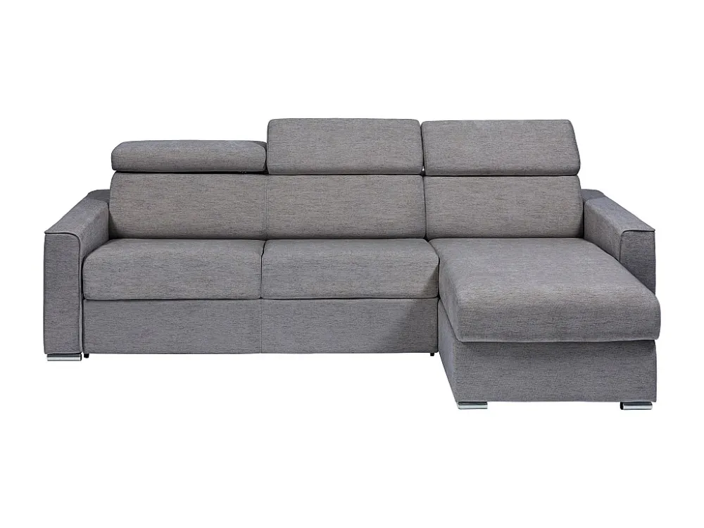 Omkeerbare slaapbank met hoek grijze stof latten van 160 cm dikte 22 cm VIZIR