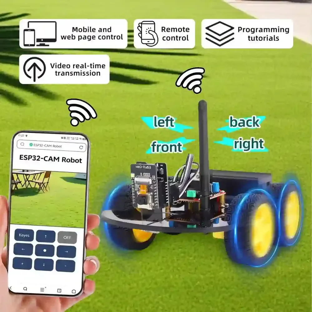KeyeStudio ESP32 Cam 4WD Camera Monitoring Robot Car met draagtas