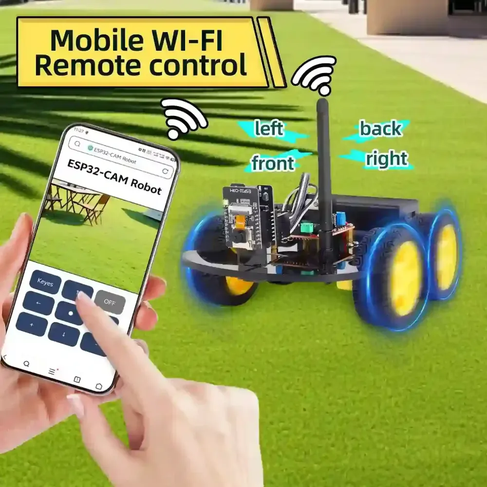 KeyeStudio ESP32 Cam 4WD Camera Monitoring Robot Car met draagtas