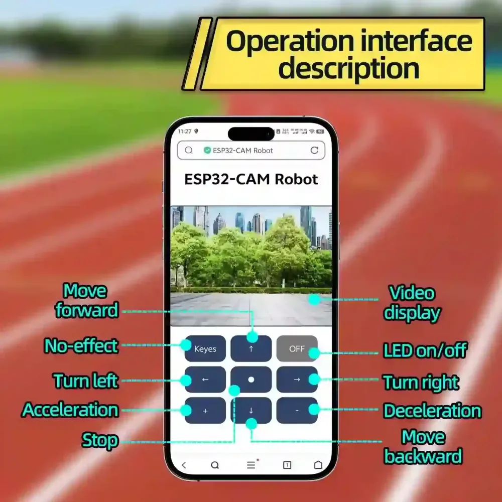 KeyeStudio ESP32 Cam 4WD Camera Monitoring Robot Car met draagtas