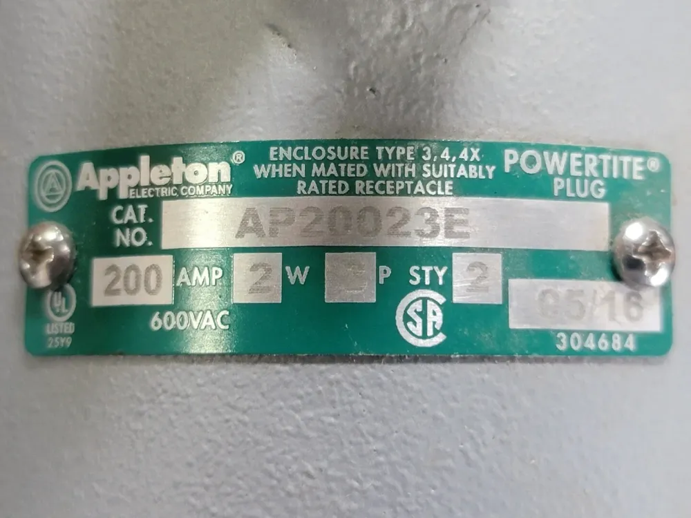 200A 250 VAC Weatherproof Pin and Sleeve Plug AP20023E