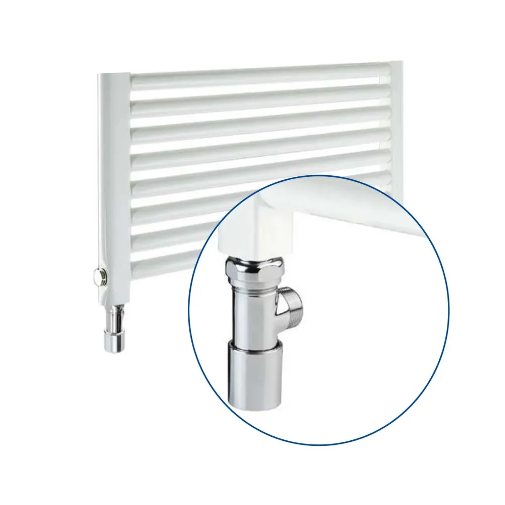 Chrome Valve and Holder Kit RCR POLETTI Towel Radiator Horizontal Installation