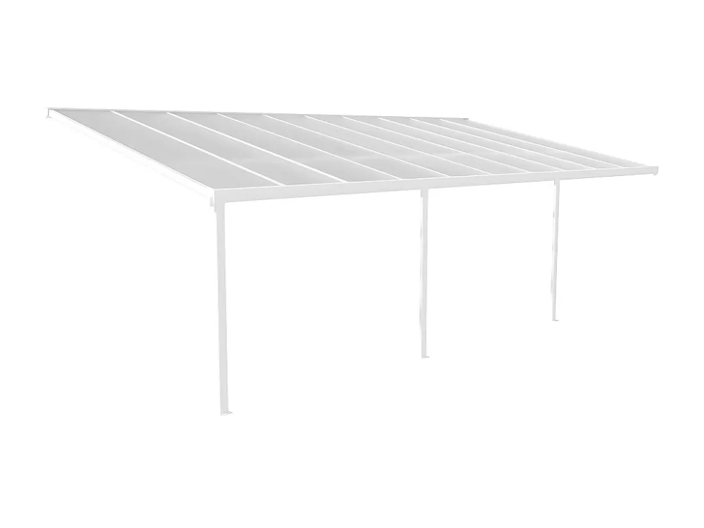 Aanleunende carport aluminium 18,8 m² - Wit - ALVARO - Koop nu spotgoedkoop online