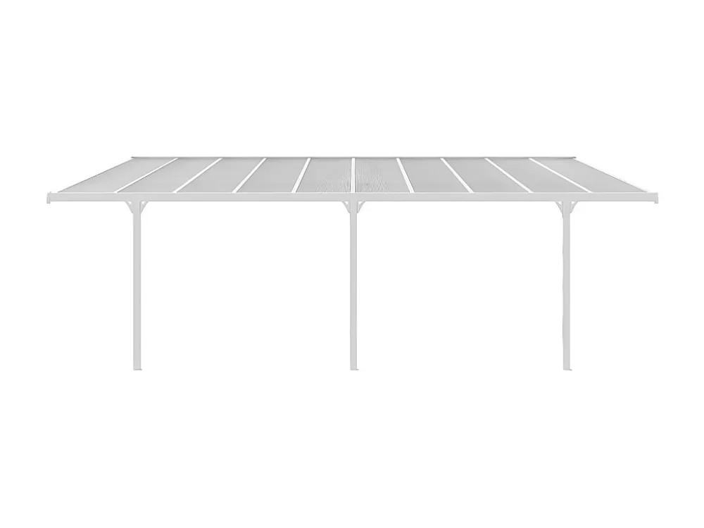 Aanleunende carport aluminium 18,8 m² - Wit - ALVARO - Koop nu spotgoedkoop online