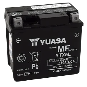 Baterí YUASA W/C activada de fábrica sin mantenimiento - YTX5L (FA)