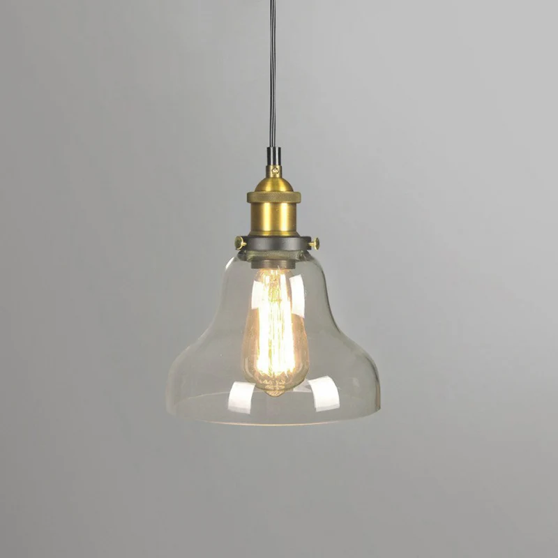 1. Kopophanging Verlichting Retro-stijl potdeksel Glanzend glazen hangende hanglamp