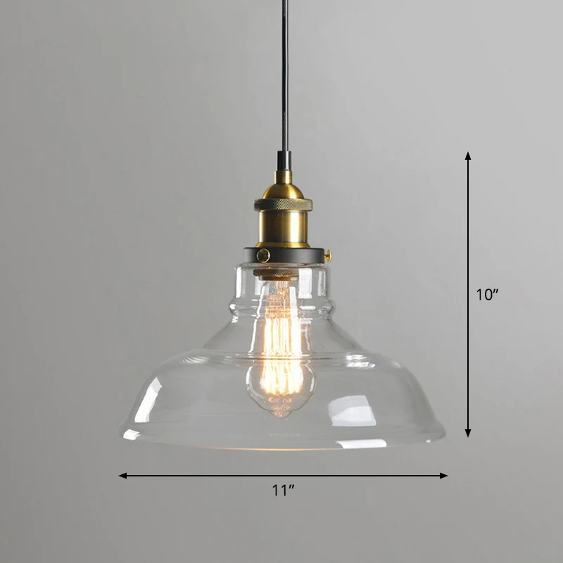 1. Kopophanging Verlichting Retro-stijl potdeksel Glanzend glazen hangende hanglamp