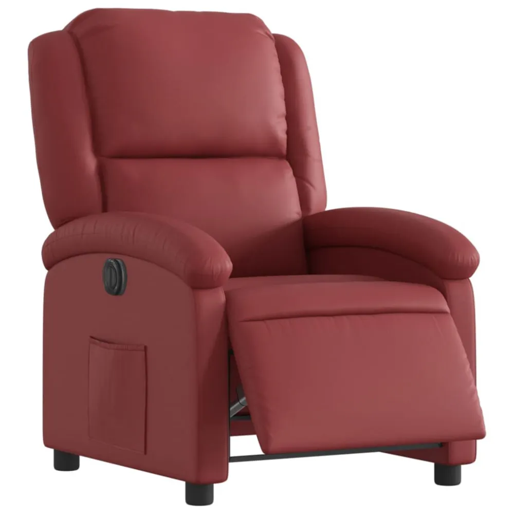 Fauteuil verstelbaar elektrisch kunstleer wijnrood