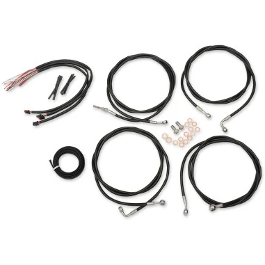 Complete Black Vinyl Braided Handlebar Cable/Brake Line Kit