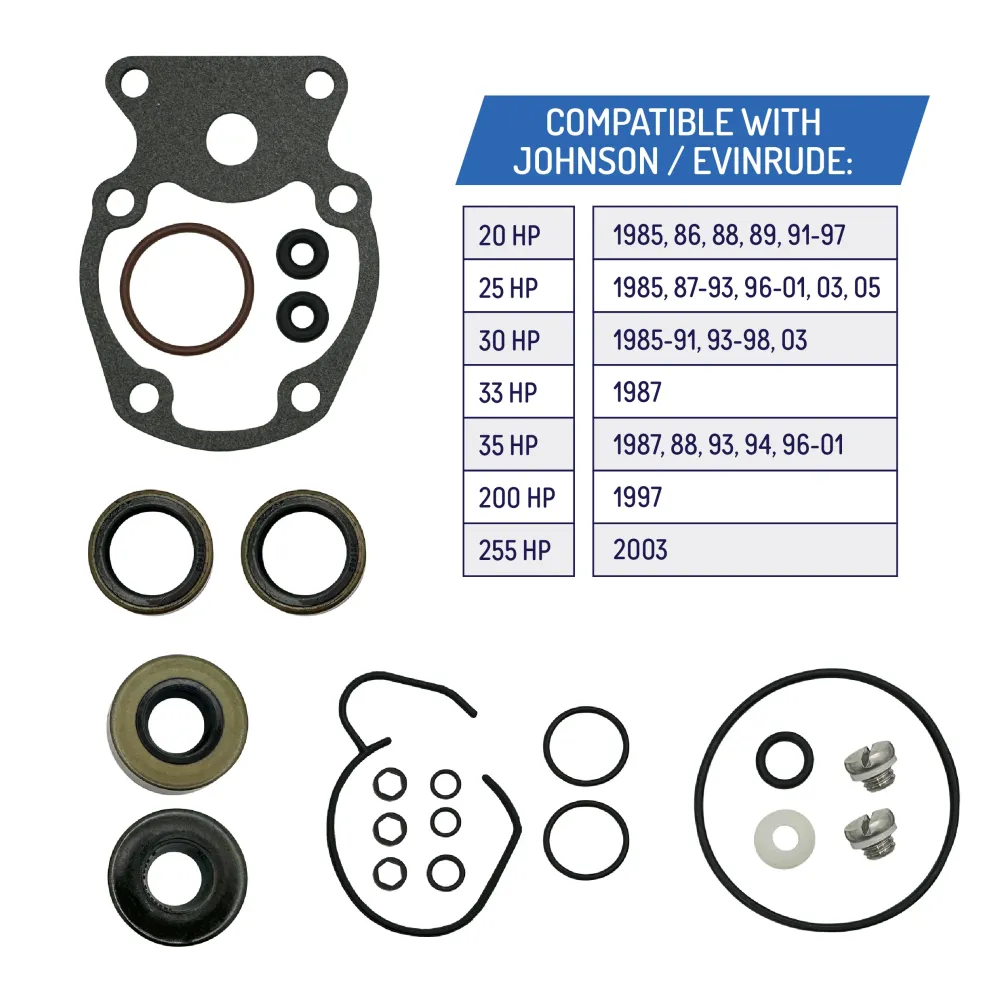 Lower Unit Gearcase Seal Kit Johnson Evinrude 20, 25, 30, 35 HP - 87680, 18-2658, 396351