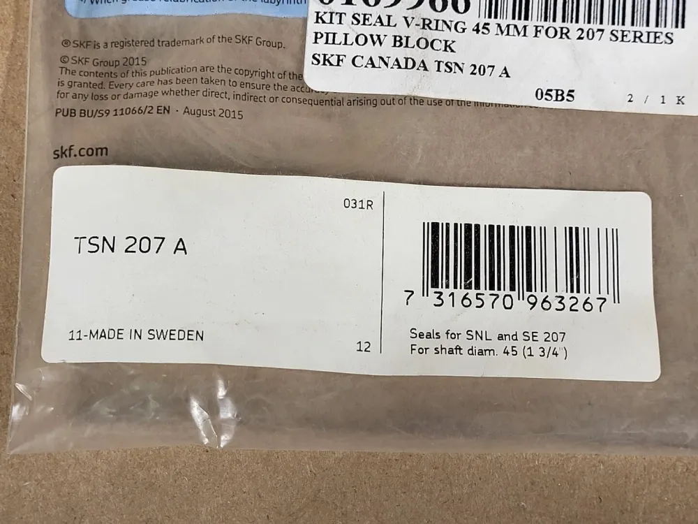 Pillow Block V-Ring Seal Kit 1.77" Bore, TSN207A
