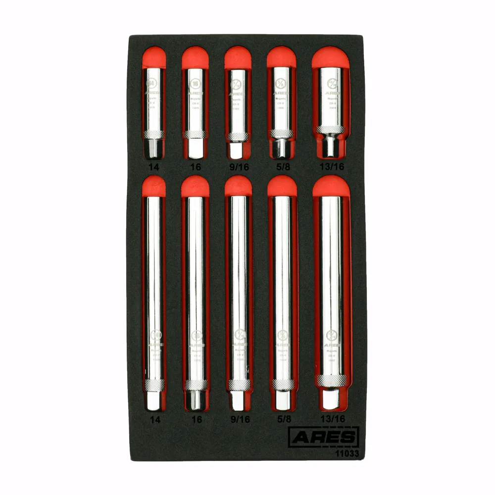 ARES 11033 - 10-Piece Extra Deep and Conventioneel Length Magnetic Spark Plug Socket Set