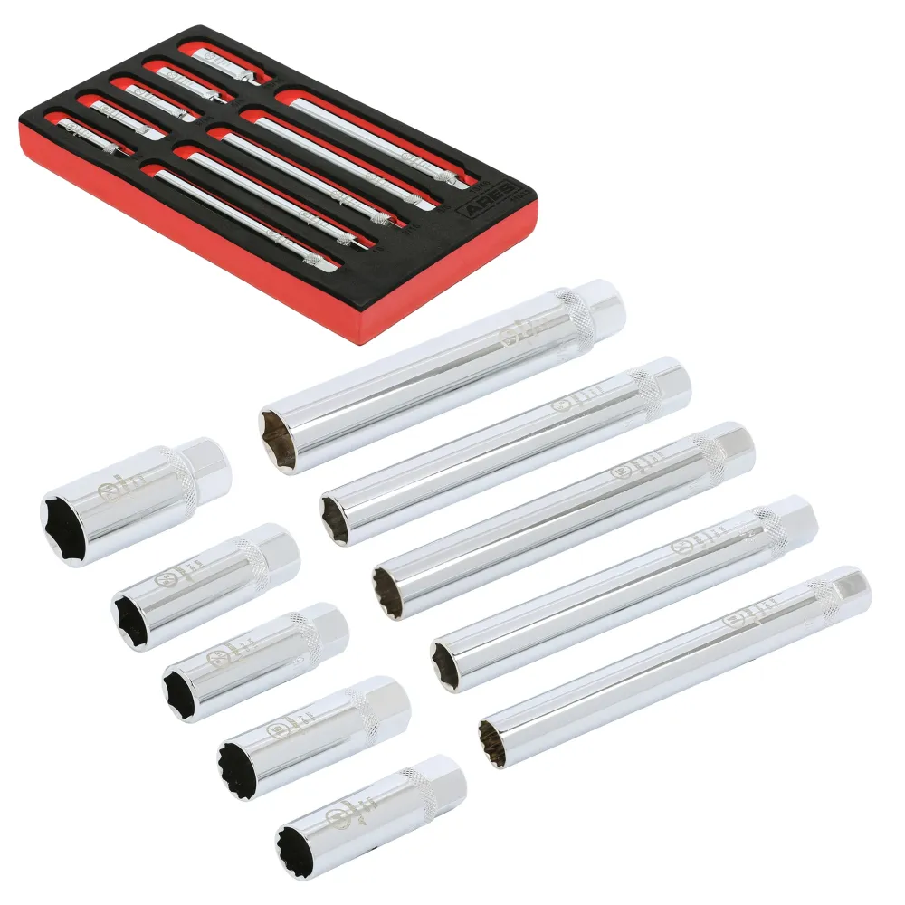 ARES 11033 - 10-Piece Extra Deep and Conventioneel Length Magnetic Spark Plug Socket Set