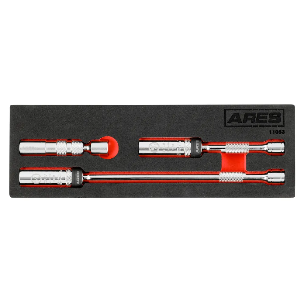 ARES 11053 - 3-Piece 3/8-Inch Drive Magnetic Swivel Spark Plug Socket Set Fijn Wall and Extensions