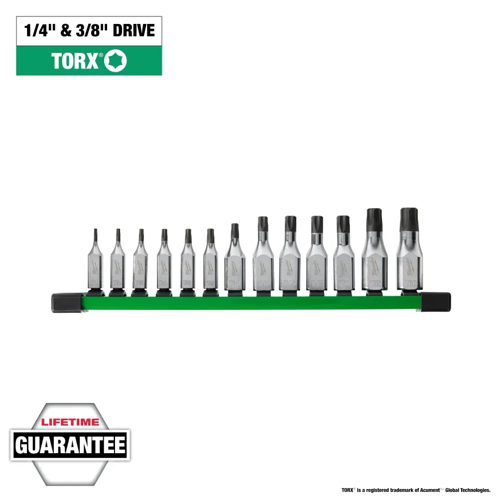 MILWAUKEE 13 PC. 1/4" & 3/8" Drive TORX Bit Socket Set