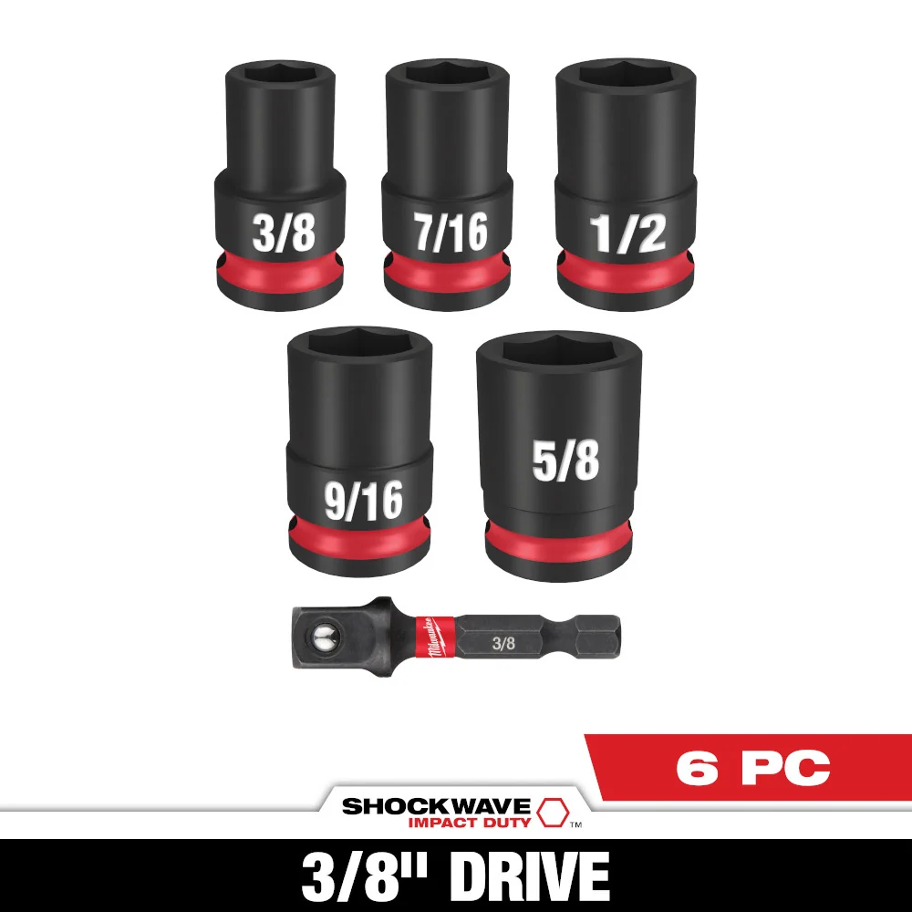 MILWAUKEE 6 PC. SHOCKWAVE IMPACT DUTY 3/8" Drive Klassiek Socket Set - SAE