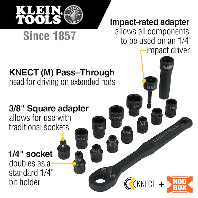 Petit Tools Impact Rated Pass Through 15-Piece Standard (SAE) 3/8- Drive 6-point Set Deep Socket Set