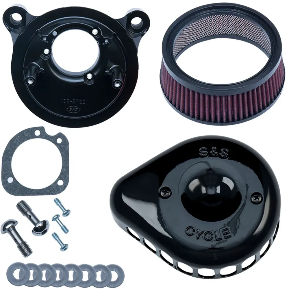 S&S Black Mini Teardrop Stealth Air Cleaner Kit Harley-Davidson Twin Cam