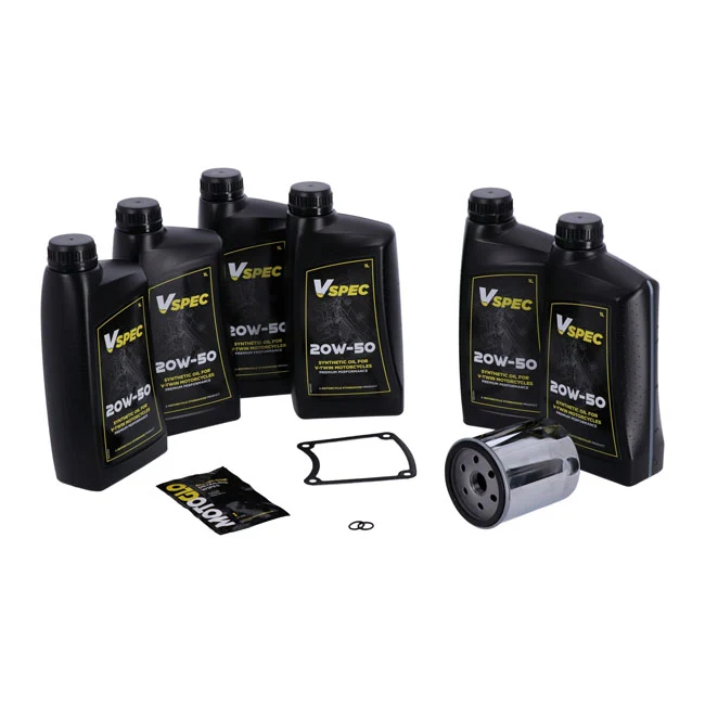 Microvezel Kit Cambio Aceite 'Big Oil'. Totalmente sintético. Filtro Cromado Para Harley Davidson 86-98 FLT/Touring