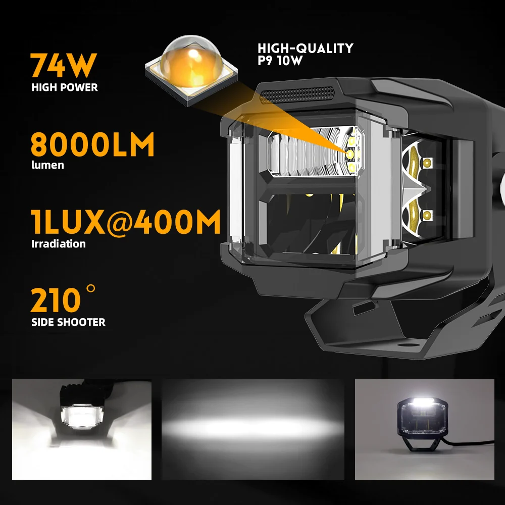 3inch V5 Series Ivoor Beam Side Shooter Led Light Pods White DRL(Set/2pcs)