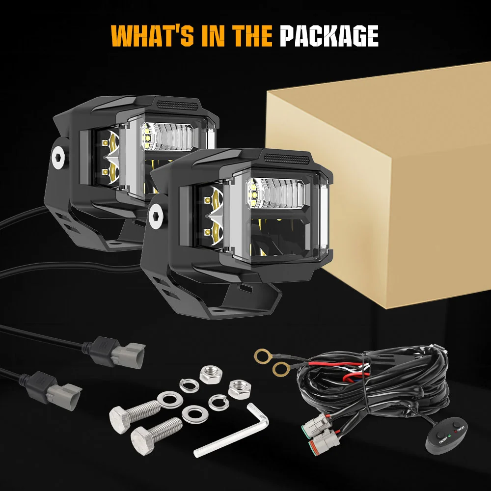 3inch V5 Series Ivoor Beam Side Shooter Led Light Pods White DRL(Set/2pcs)