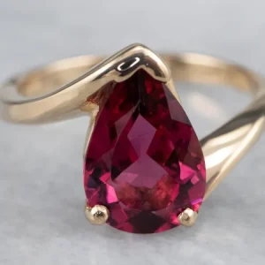 Teardrop Fuchsia Tourmaline Bypass Ring