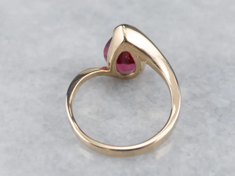 Teardrop Fuchsia Tourmaline Bypass Ring