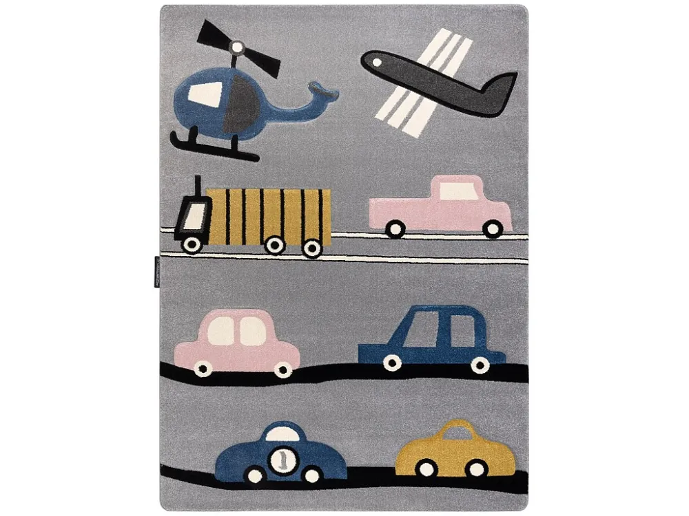 Tapijt PETIT TOYS SPEELGOED AUTO'S WAGEN grijskleuring 160x220 cm