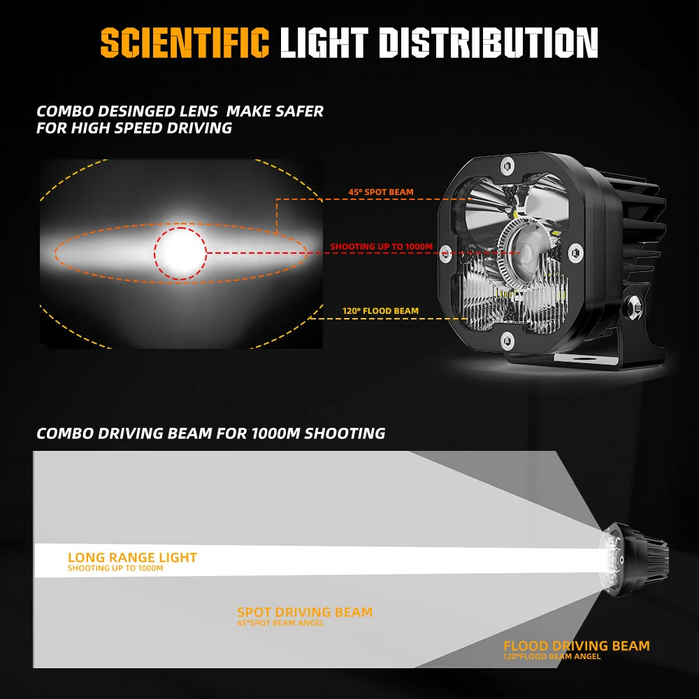 3inch LA5 Series Ivoor Combo Beam Led Light Pods (Set/2pcs)