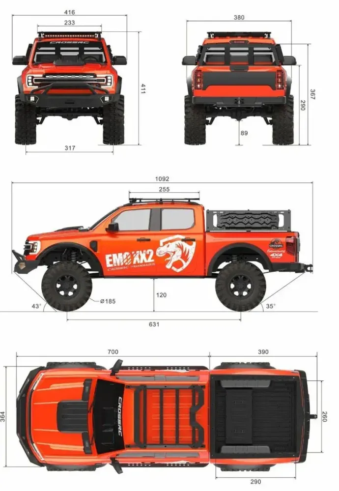 Cross RC EMO XX2 Tyrannosaurus 1/5 Brushless RTR (Grey)