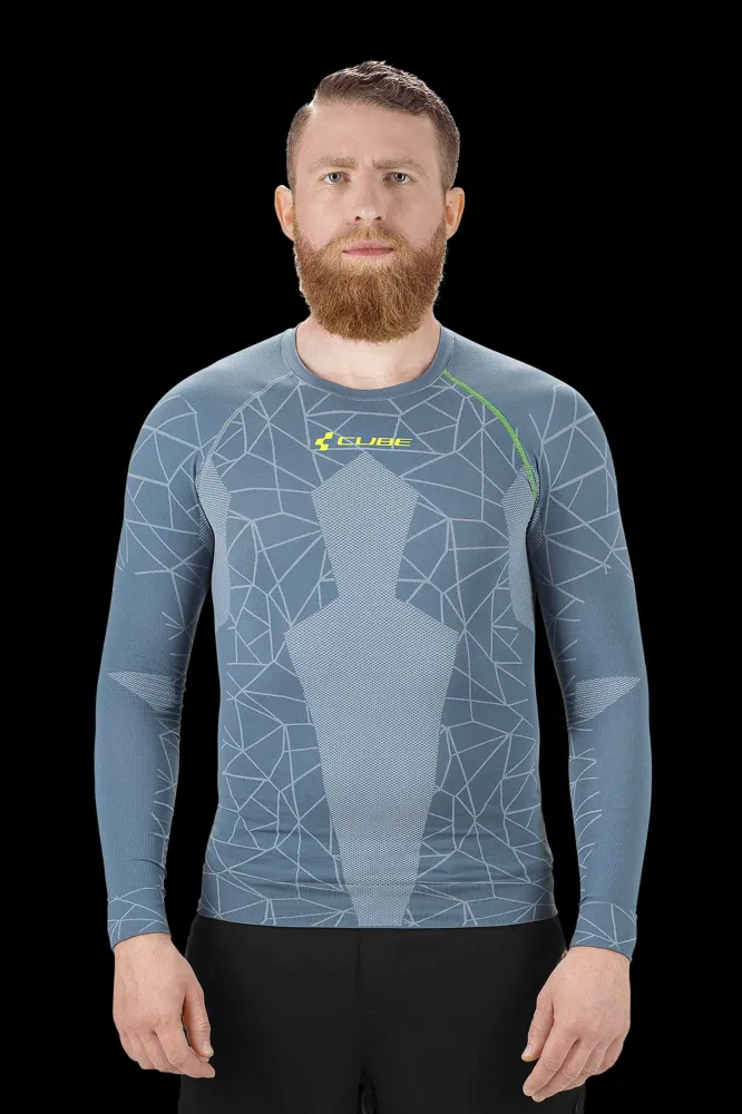 CUBE Baselayer Race Be Cool L/S Grey/Green S