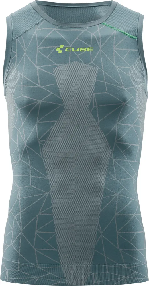 CUBE Baselayer Race Be Cool Sleeveless Gry/Grn