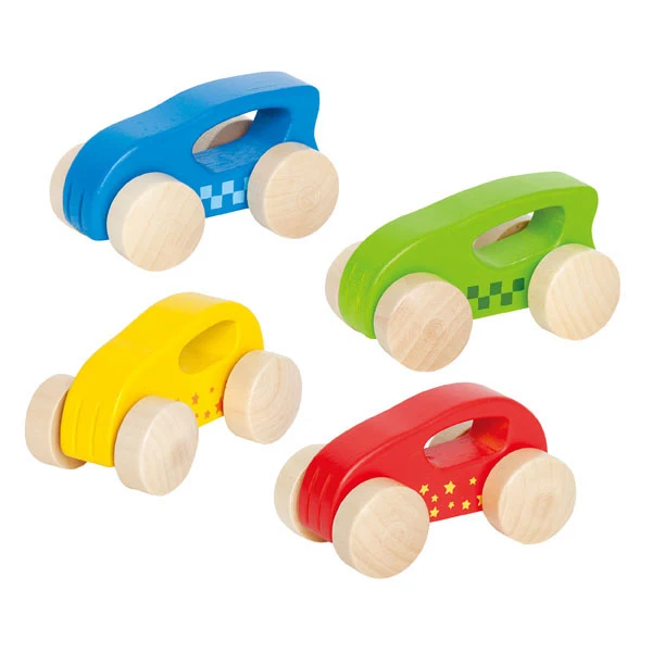 4 Mini Wooden Cars set