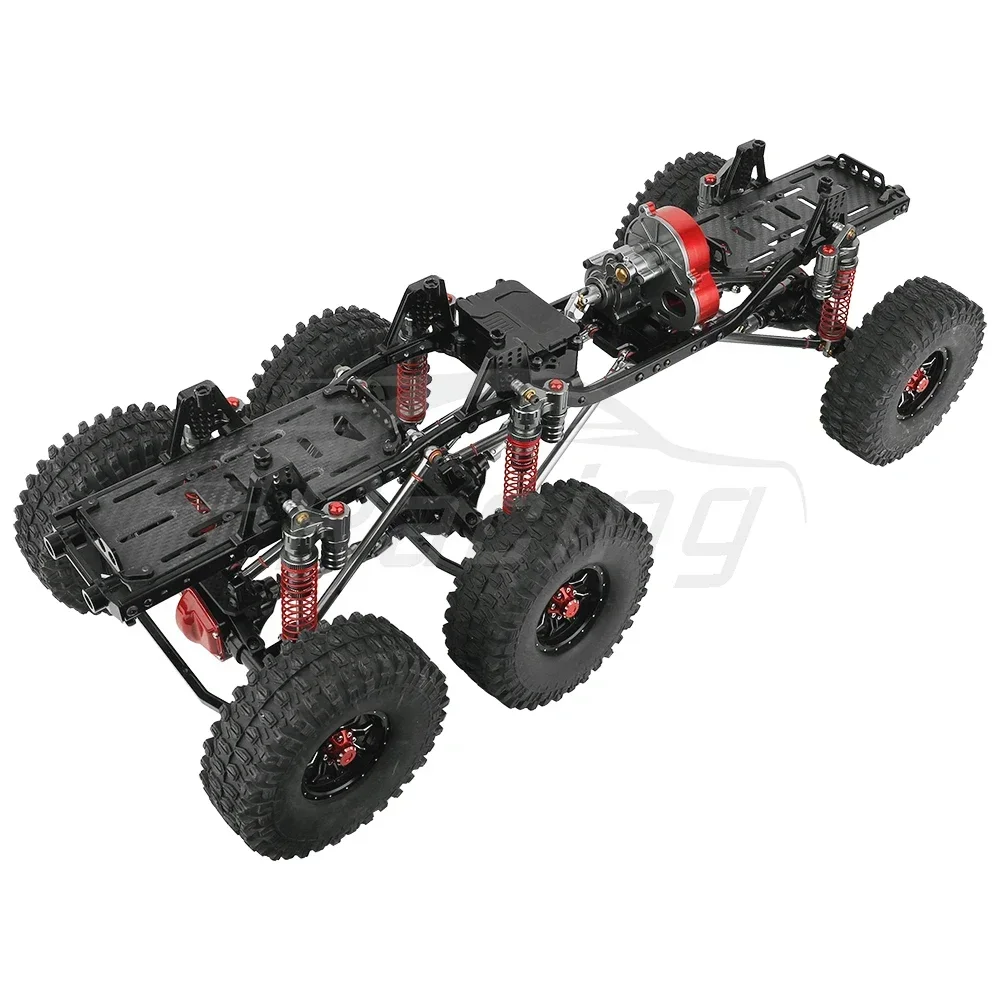 Upgraded 6x6 Chassis Frame w/ Gearbox Axial SCX10 1/10 (Metaal, Roller)