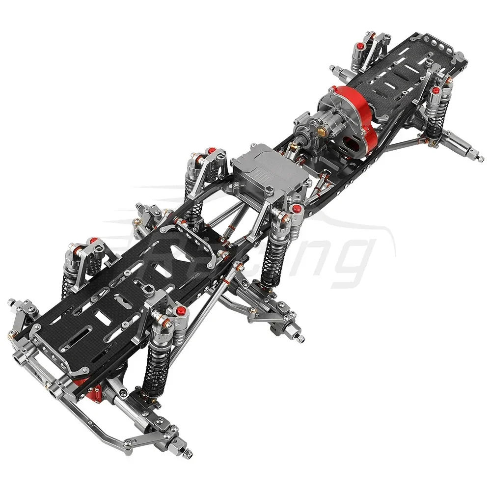 Upgraded 6x6 Chassis Frame w/ Gearbox Axial SCX10 1/10 (Metaal, Roller)