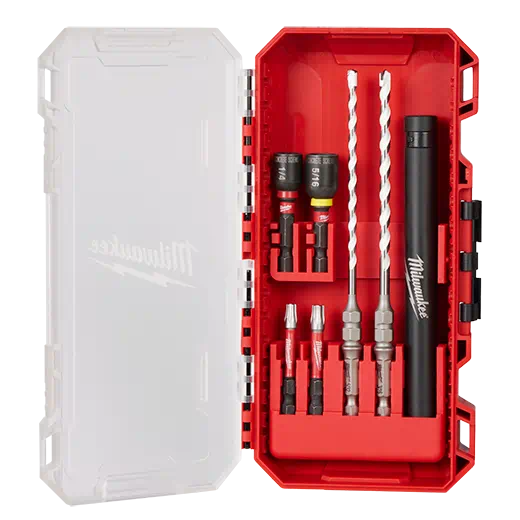 Hoogwaardige MILWAUKEE 7 PC. SHOCKWAVE IMPACT DUTY Carbide Multi-Material Drill Bit Concrete Screw Install Kit