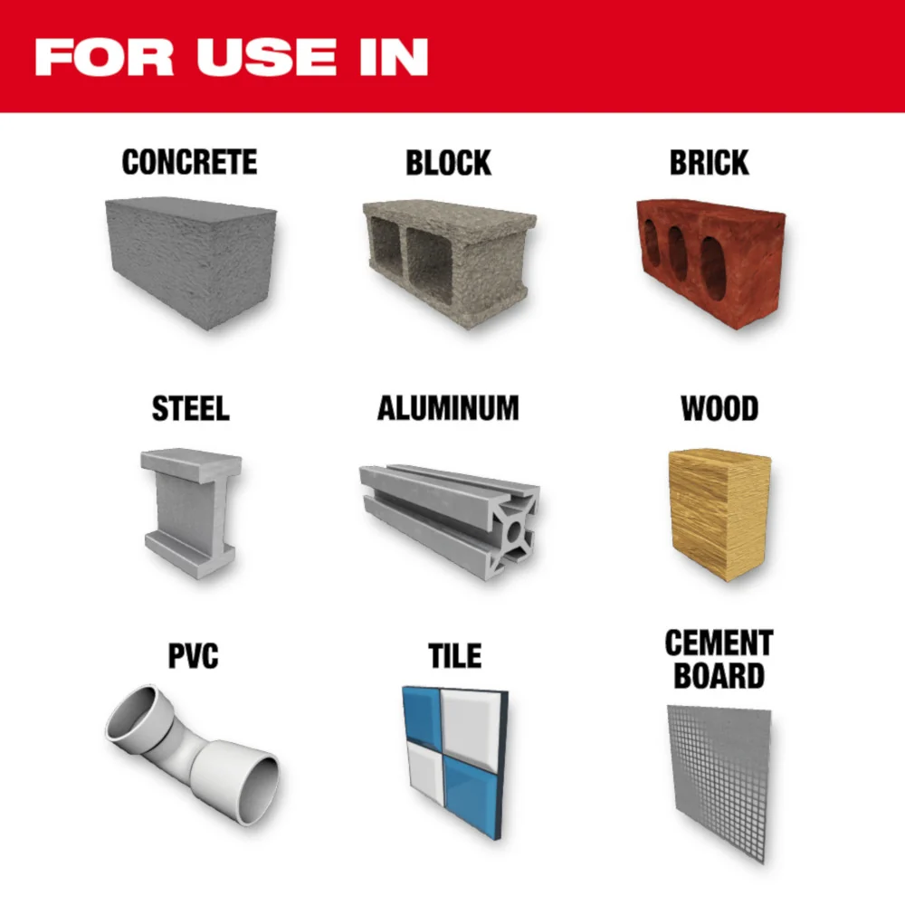 Hoogwaardige MILWAUKEE 7 PC. SHOCKWAVE IMPACT DUTY Carbide Multi-Material Drill Bit Concrete Screw Install Kit
