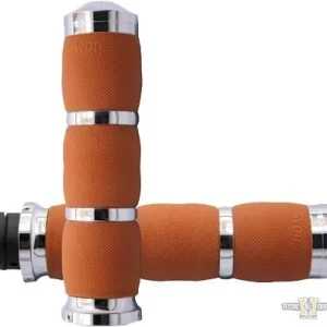 Air Cushion Grips Tan Verchroomd 7/8" Throttle Wire Harley-Davidson compatible met BMW M-serie