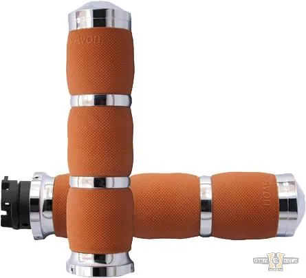 Air Cushion Grips Tan Verchroomd 7/8" Throttle Wire Harley-Davidson compatible met BMW M-serie