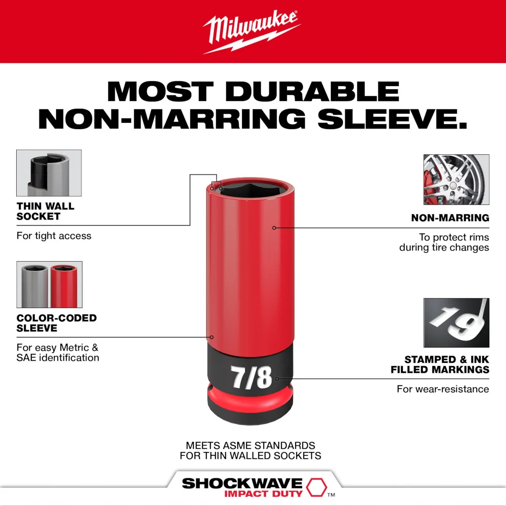 MILWAUKEE SHOCKWAVE IMPACT DUTY 1/2 Drive 1-1/16" SAE Lug Nut Wheel Socket
