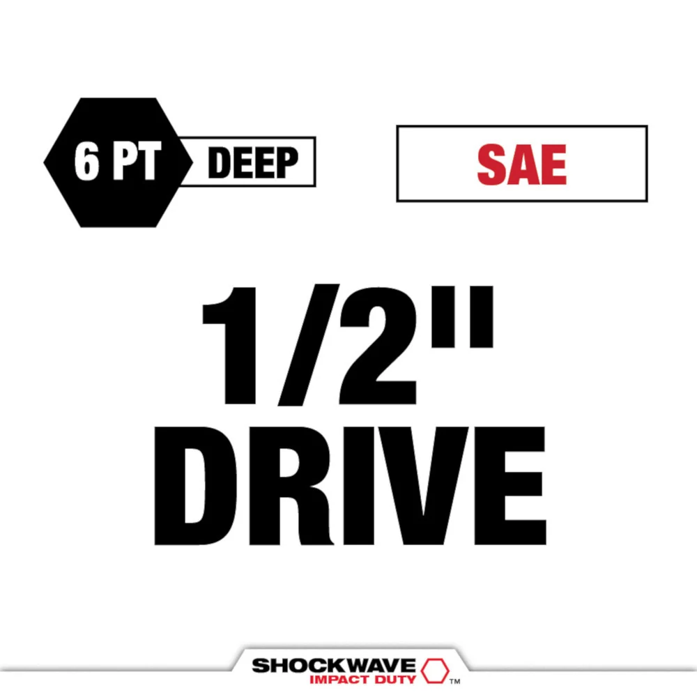 MILWAUKEE SHOCKWAVE IMPACT DUTY 1/2 Drive 15/16" SAE Lug Nut Wheel Socket