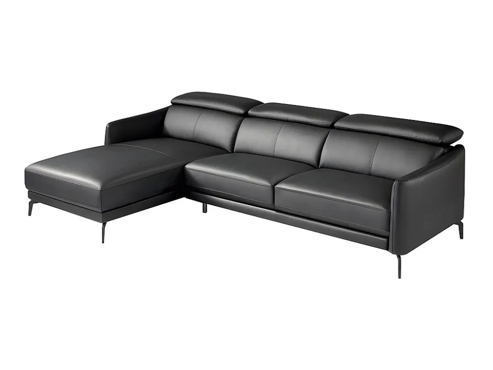 Bank zwart rundleder chaise longue 6040 ANGEL CERDA Beige | Donkergrijs