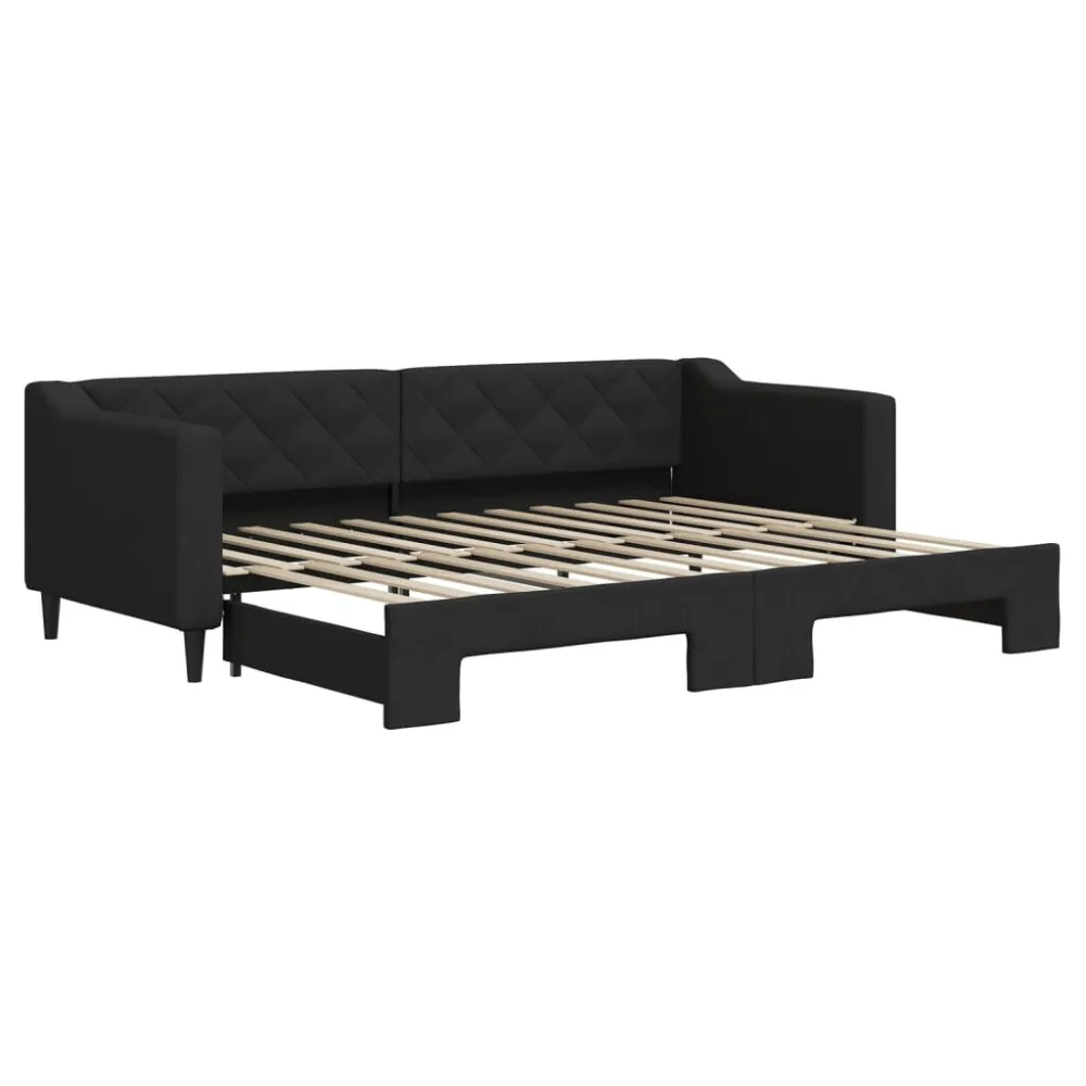 Camper Gordijnrail Slaapbank met onderschuifbed 80x200 cm stof zwart
