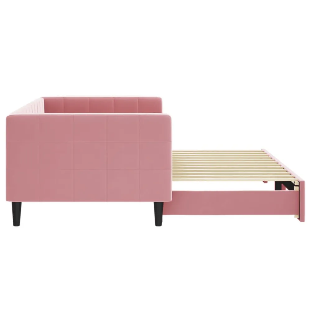 Camper Gordijnrail Slaapbank met onderschuifbed 90x200 cm fluweel roze