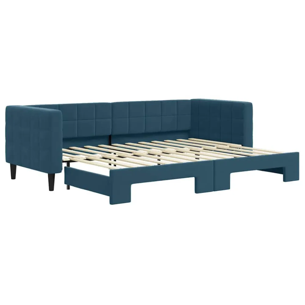 Camper Keukenkast Slaapbank met onderschuifbed 80x200 cm fluweel blauw