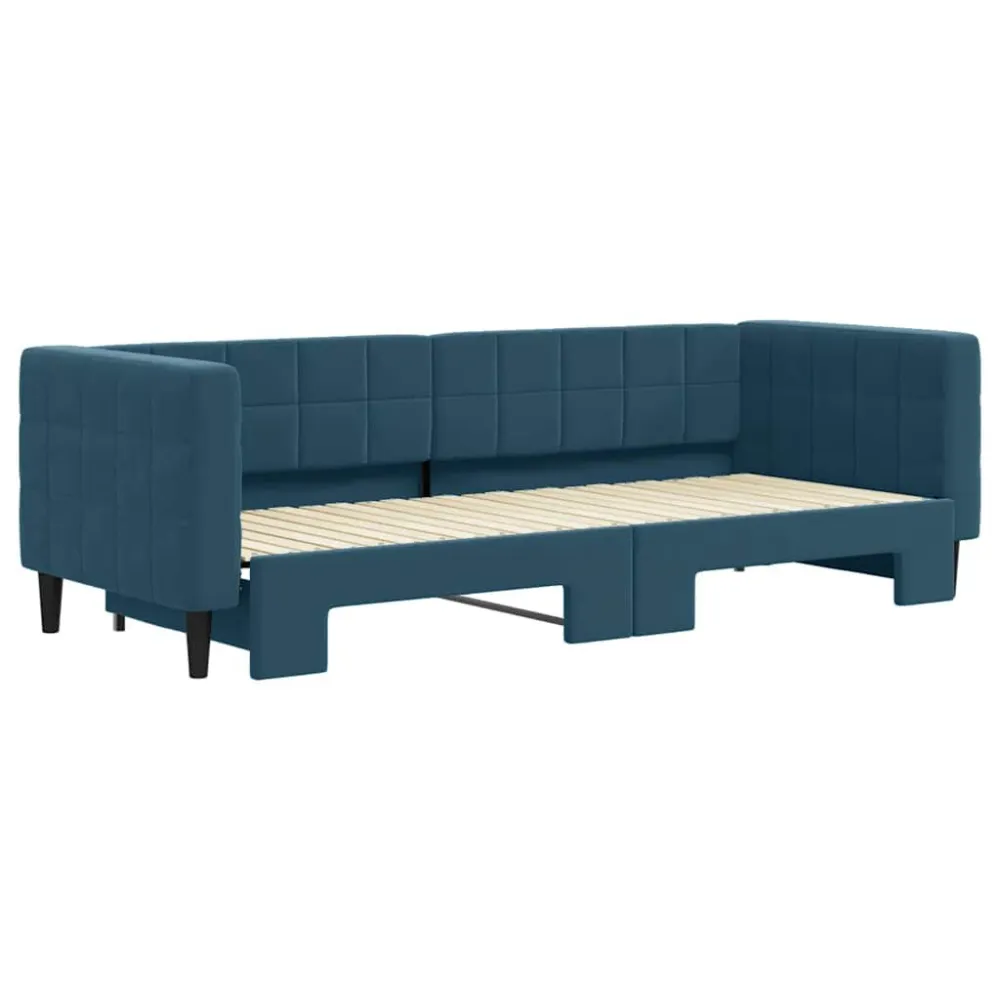 Camper Keukenkast Slaapbank met onderschuifbed 80x200 cm fluweel blauw