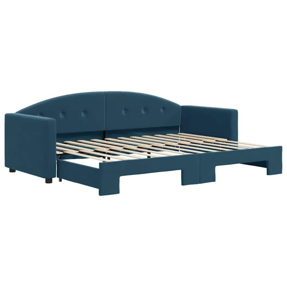 Camper Keukenkast Slaapbank met onderschuifbed 80x200 cm fluweel blauw
